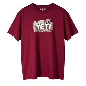 Yeti Outdoors Bear Mountains Forest Men's XL Dark Red T-Shirt Casual Adventure